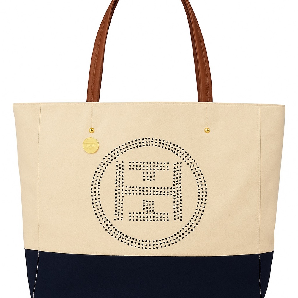 Tommy Hilfiger Canvas & Vinyl Tote Bag Travel Bag Tommy Hilfiger Bag gold charm - Picture 3 of 16